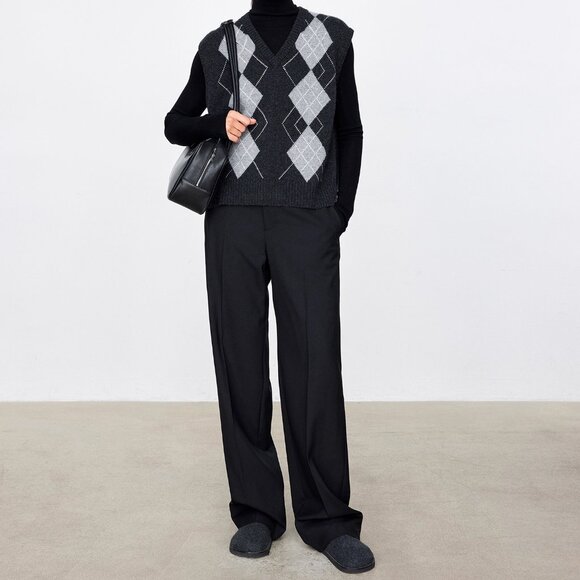 CHICJOC Luxury 100% Cashmere Argyle Sweater Vest – Size 38 - Picture 6 of 16